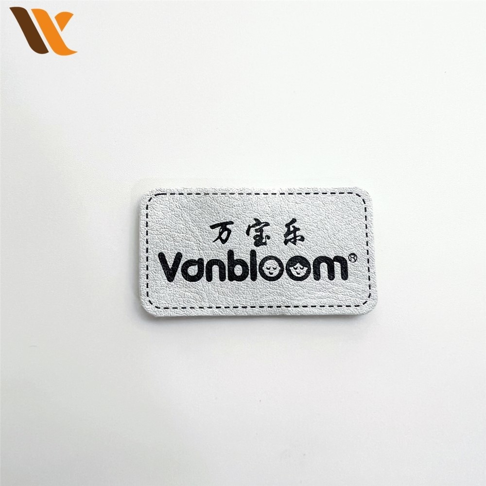 Custom Printed Silver Fake Leather Labels